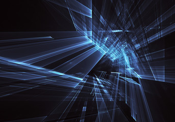 Abstract 3D fractal background, texture. Virtual Neon City