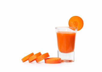 Carrot juice isolated on white background.