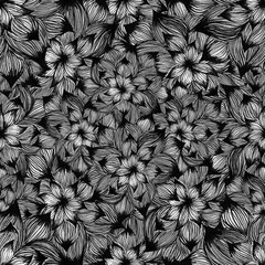 floral ornament drawing of gray and black colors