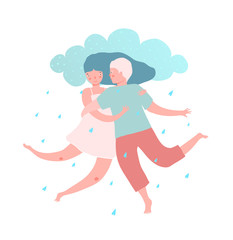 Fototapeta premium Man and woman couple with love rain