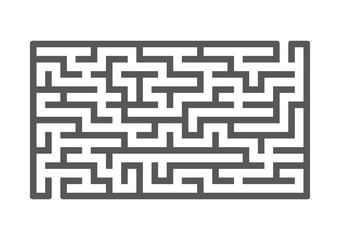 Black rectangular labyrinth. Game for kids. Puzzle for children. Maze conundrum. Flat vector illustration isolated on white background.