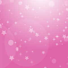 Pink romantic abstract background with stars and circles. Simple flat vector illustration.