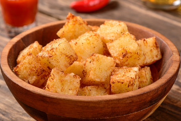 Tapioca squares and pepper jelly