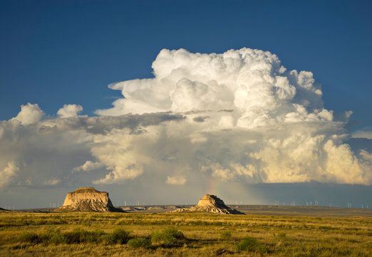 The Pawnee Buttes after a storm in the Pawnee National Grasslands, Colorado.