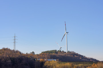 Windmills for renewable energy. Trentino, Italy