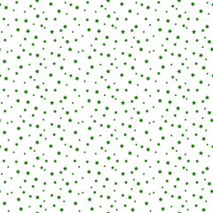Confetti Stars Seamless Pattern - Tiny green confetti stars scattered over white background