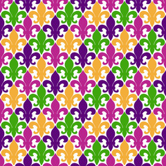 Fleur De Lis Seamless Pattern - Decorative repeating fleur de lis design for Mardi Gras © Mai