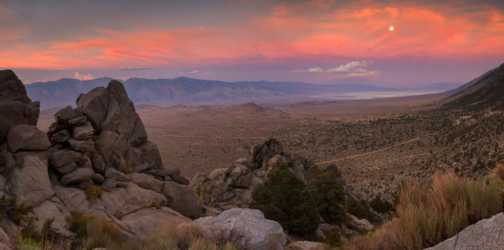 Sunset from Whitney Portal Rd in Inyo National Forest, Eastern Sierra, CA.