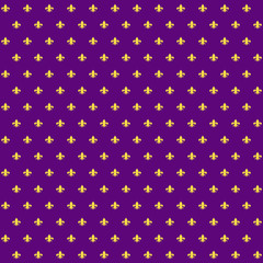 Fleur De Lis Seamless Pattern - Yellow fleur de lis design on purple background for Mardi Gras © Mai