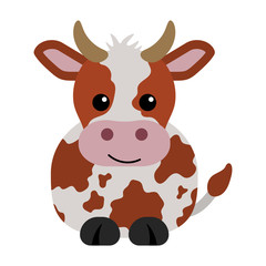 Orange and White Cow - Cartoon orange and white cow with horns