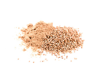 Coriander Seeds and Powder Isolated