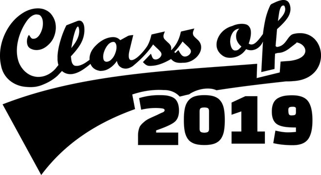 Class of 2019 words with retro style red