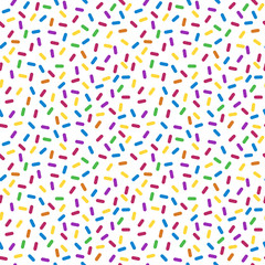 Sprinkles Seamless Pattern - Rainbow sprinkles on white background