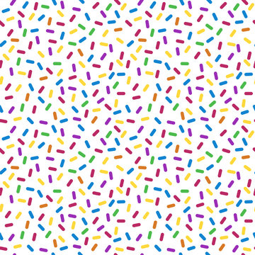 Sprinkles Seamless Pattern - Rainbow sprinkles on white background