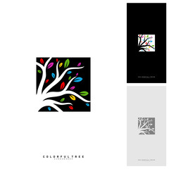 Colorful Tree Logo Design Template. Luxury Tree logo Concepts. Nature Logo Concepts Vector