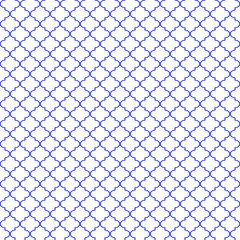 Quatrefoil Seamless Pattern - Minimalist blue and white quatrefoil or trellis design