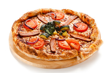 Pizza with beacon and vegetables