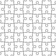 Vector seamless jigsaw puzzle pattern. Seamless background in black and white