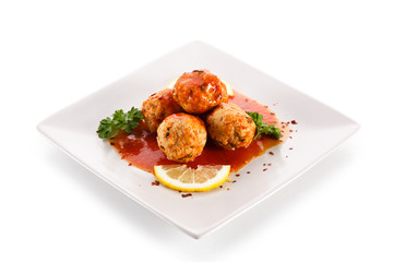 Roast meatballs with sauce