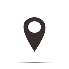 Map Marker icon. Placement icon on flat style is drawn with black color isolated on a white background