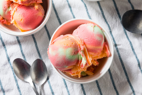 Homemade Rainbow Ice Cream Sorbet