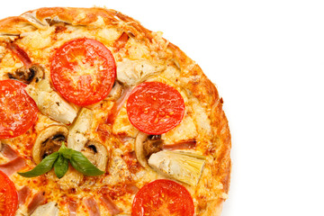 Pizza with mushrooms and artichokes