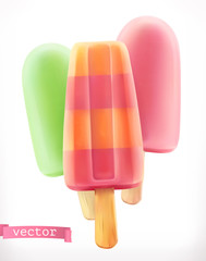 Fruit ice cream. 3d realistic vector icon