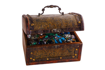 vintage jewelry box on white background