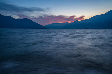 Plakat Lake maggiore in evening toward Ascona city
