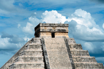 The Pyramid of Kukulkan at Chichen Itza in Mexico, one of the New Seven Wonders of the World.
