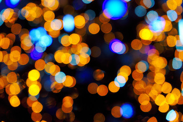 fond abstrait, effet de flou bokeh, lumières de noël multicolores