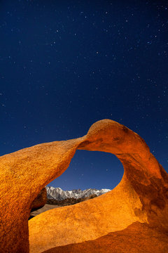 Lone Pine, California: Mobius Arch with stars.