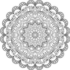 Circular pattern in form of mandala for Henna, Mehndi, tattoo, decoration.