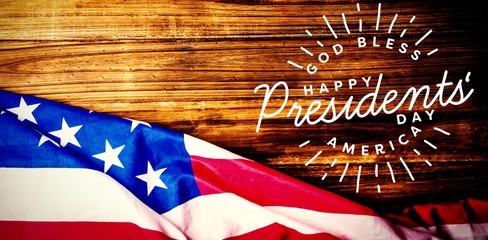 Fototapeta na wymiar Composite image of god bless america. happy presidents day.