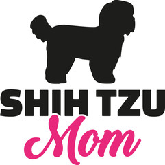 Shih Tzu mom in pink