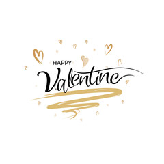 Happy valentines day calligraphy with art brush style, Vector illustration hand drawing lettering design.