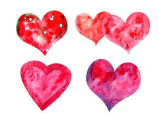 Watercolor hearts set