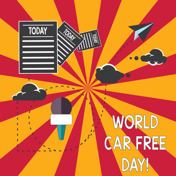 Conceptual hand writing showing World Car Free Day. Business photo showcasing Environment protection campaign avoid pollution Information Passing thru Cloud Hosting Fast delivery of Data