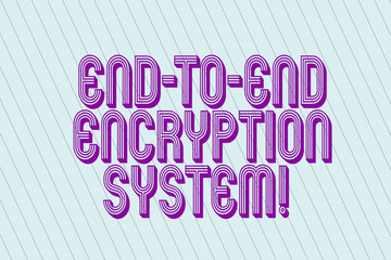 Handwriting text End To End Encryption System. Concept meaning method used for securing encrypted data Blank Pastel Rectangle with Diagonal Seamless Straight Dotted Lines photo