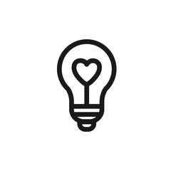 Heart icon, passion symbol. Heart shape in a light bulb. Abstract icon