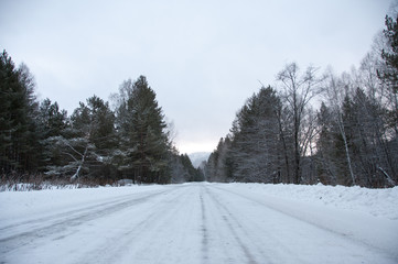winter road outside the city