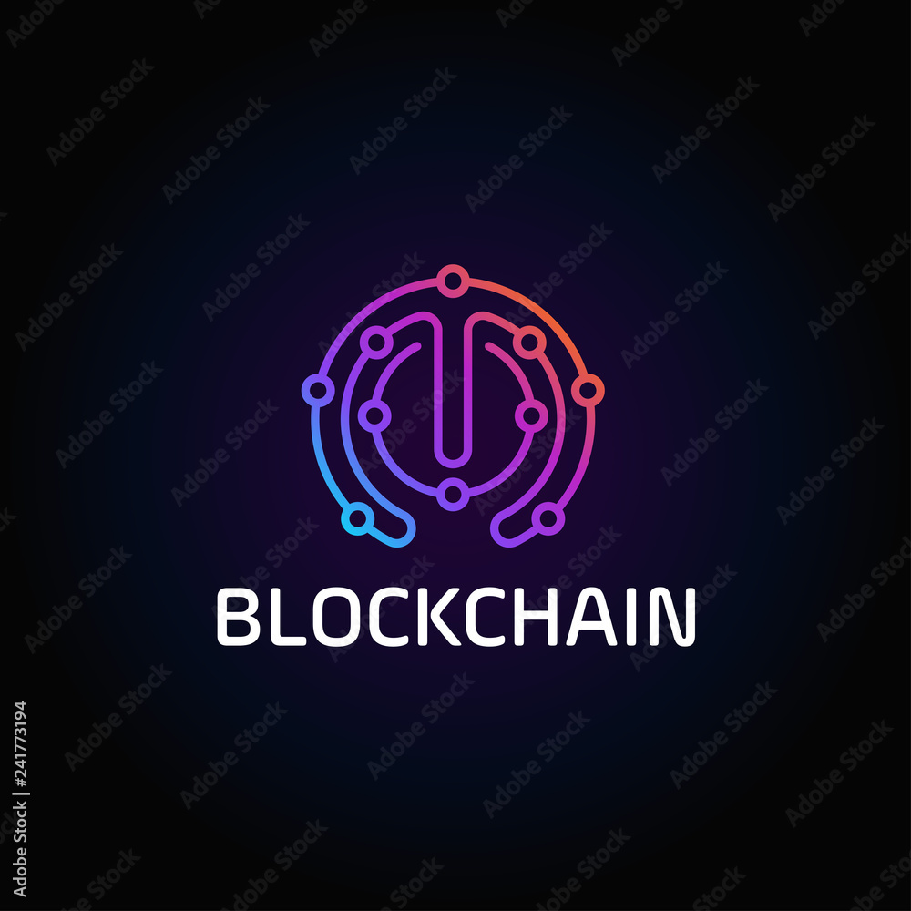 Aufkleber blockchain line icon logo concept on dark background. cryptocurrency data sign design. abstract geom