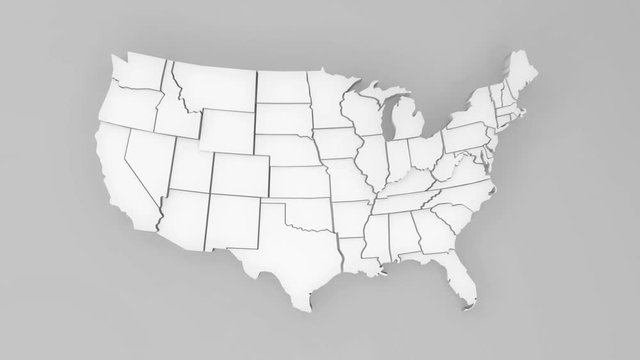 Animated map of United states with ALPHA channel.