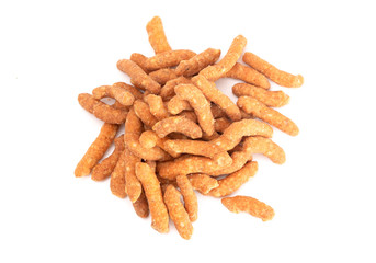 Cheese Sesame Sticks on a White Background