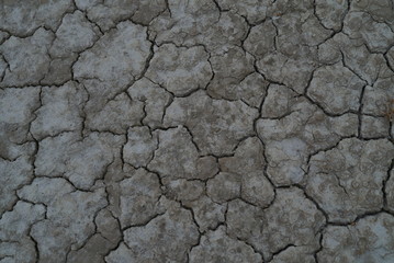 cracked ground in the desert in winter