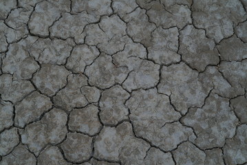 cracked ground in the desert in winter