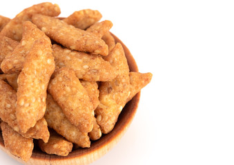 Tasty Sesame Sticks on a White Background