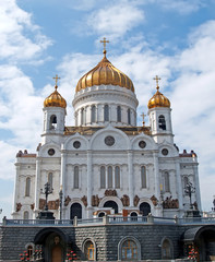The Cathedral of Christ the Saviour against the background of the sky. Moscow