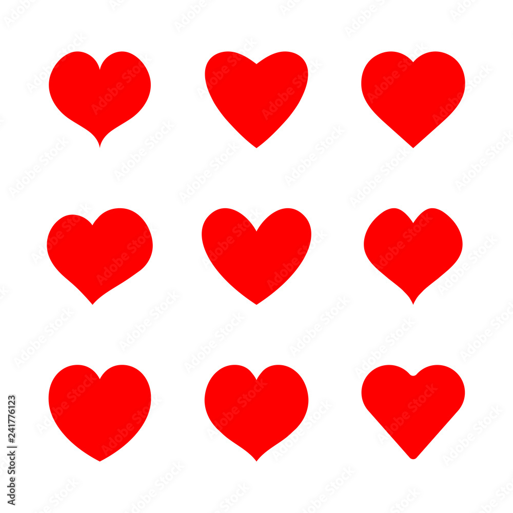 Aufkleber vector red hearts icons set. simple symbols for your design.