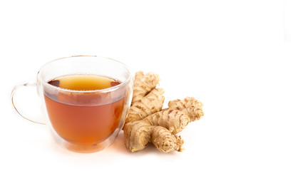 Cup of Ginger Root Tea on a White Background